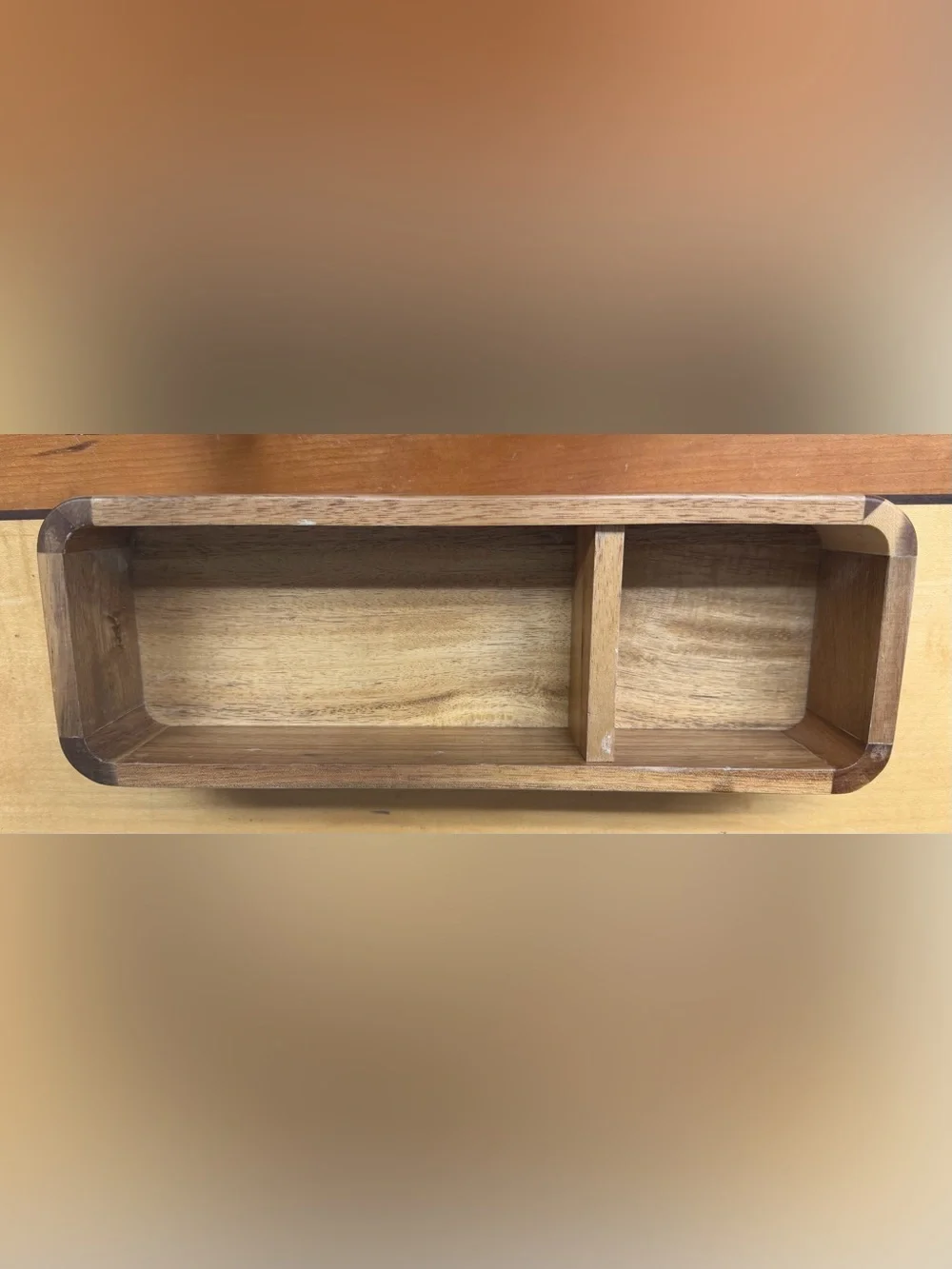 Wooden Divider Tray Organizer in Natural Brown